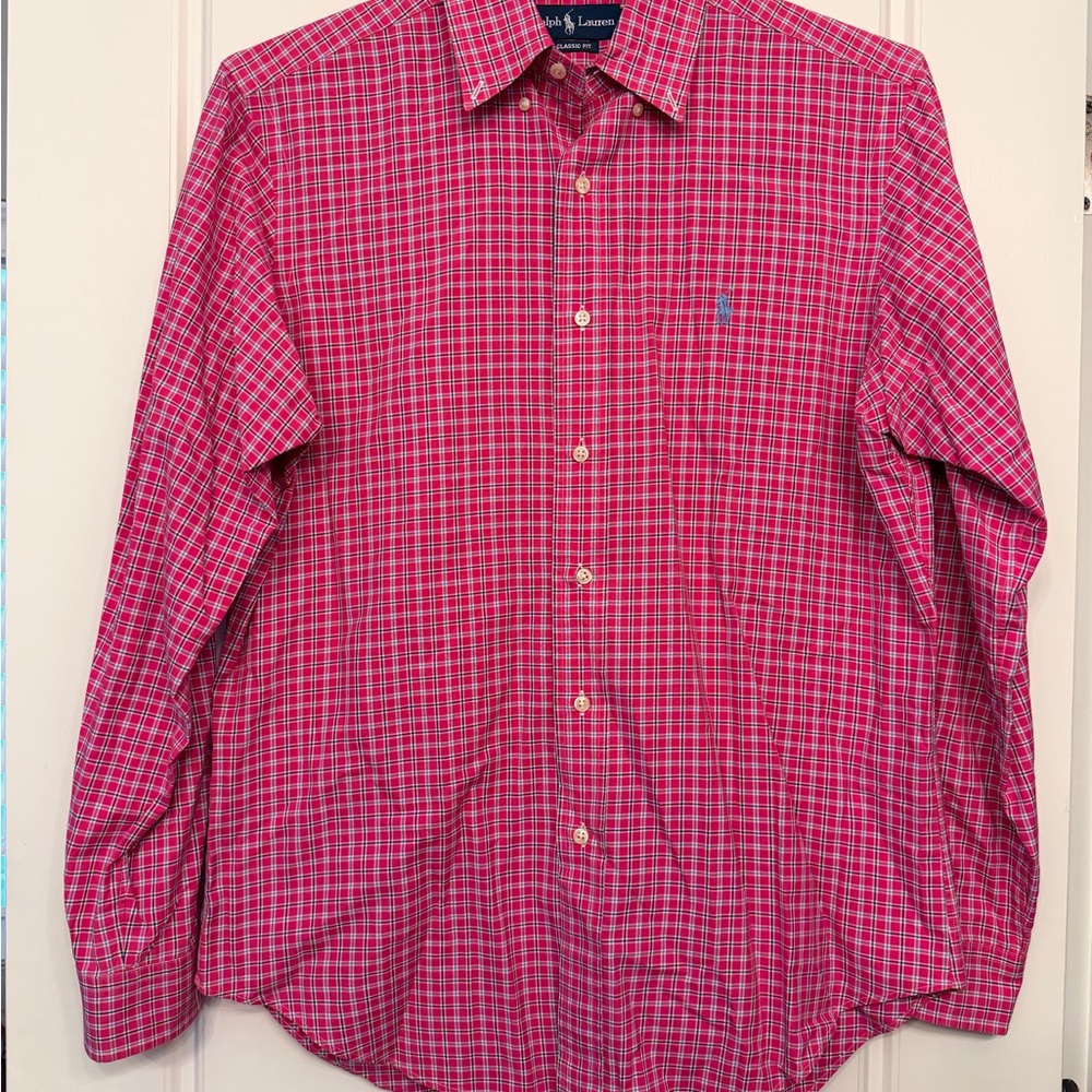 Polo by Ralph Lauren Men's Vibrant Pink Plaid Shirt